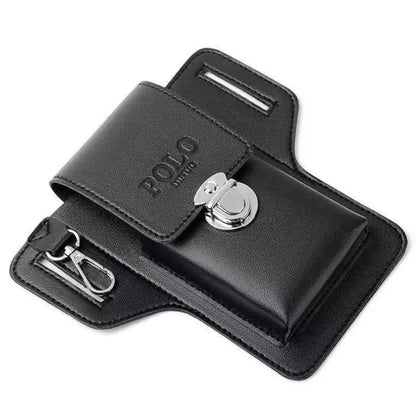 2024 Men’s Leather Belt Phone Waist Pack – Multifunctional PU Card & Key Organizer Portable Waist Bag Gift Idea
