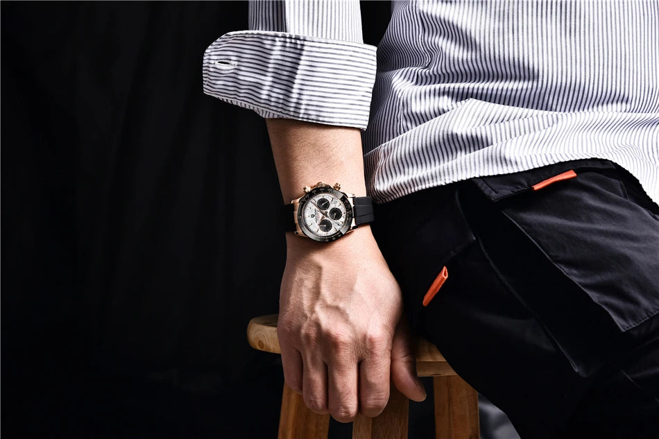 40mm PAGANI DESIGN V2 Men’s Quartz Watch – Sapphire Retro Chronograph Stainless Steel Waterproof