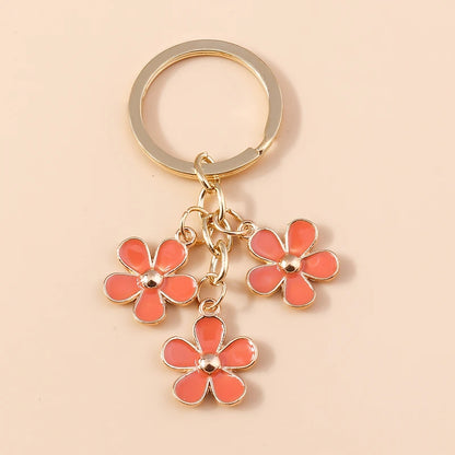 Sakura Flower Enamel Keychain - Colorful Cute Key Ring Handbag Accessory Gift for Women & Girls