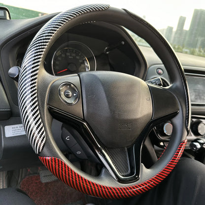 DIY Car Steering Wheel Cover — Microfiber Leather with Glossy Carbon Fiber Look