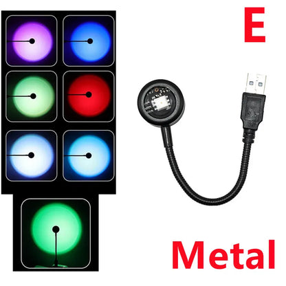 RnnTuu LED USB Sunset Lamp – Portable Mood Light, Home Decor & Photography Projector for Living Room & Wall