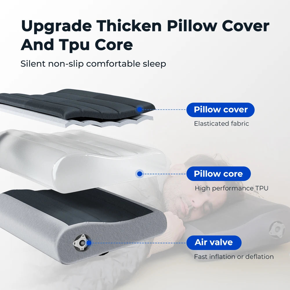 FLEXTAIL ZERO PILLOW SE - Inflatable Camping Pillow, Ergonomic Travel & Home Pillow, Lightweight & Washable