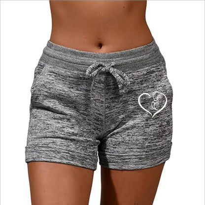 Summer Women’s High Waist Elastic Printed Shorts — Casual Sport Fitness Running Oversize Sweatpants