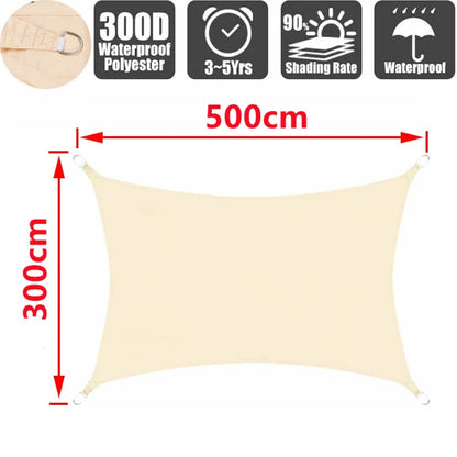 Outdoor Waterproof Sun Shade Sail – Rectangle Canvas Awning for Garden, Terrace, Pool & Car Sun-Shelter