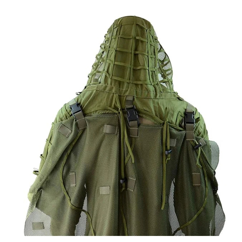 Ghillie Suit Set | Camouflage Hunting Poncho, Base, Cape & Sniper Viper Hood for Airsoft & Paintball