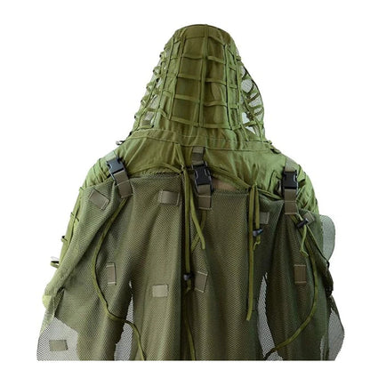 Ghillie Suit Set | Camouflage Hunting Poncho, Base, Cape & Sniper Viper Hood for Airsoft & Paintball