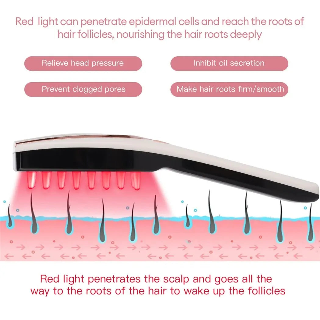 CkeyiN 3-in-1 Phototherapy LED Massage Comb - Vibrating Head Massager Brush for Rechargeable Scalp, Anti Hair Loss, Hair Growth Relief