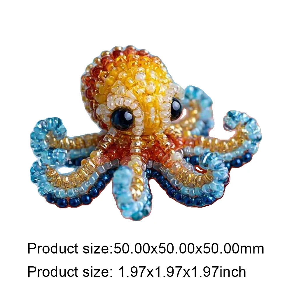 Creative Beaded Embroidery Kit - Cute Ocean Animal DIY Beadwork Set for Beginners, Relaxing Craft & Decorative Projects