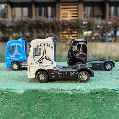 1:50 Large Diecast Alloy Truck Model – Pull-Back Sound & Light Container Transport Vehicle Toy for Boys’ Gifts