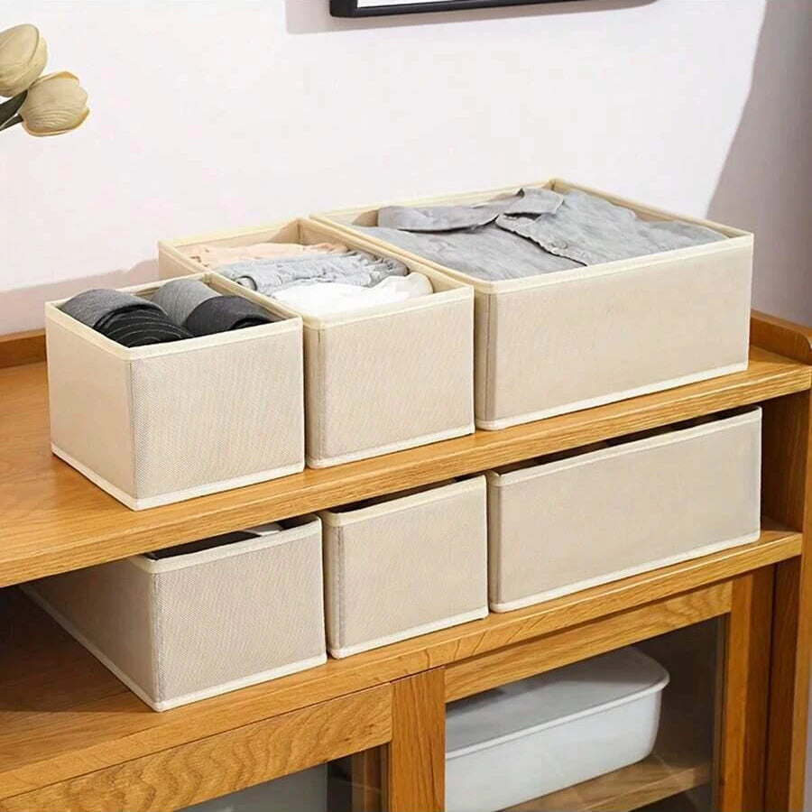 Foldable 6/12PCS Underwear Organizer Set – Hard Storage Boxes for Bras & Socks Drawer & Closet Clothing Organization System