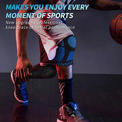 1 Piece Knee Brace Strap - Patella Medial Support - Silicone Compression Protection for Strong Meniscus - Sport Knee Pads for Running and Basketball