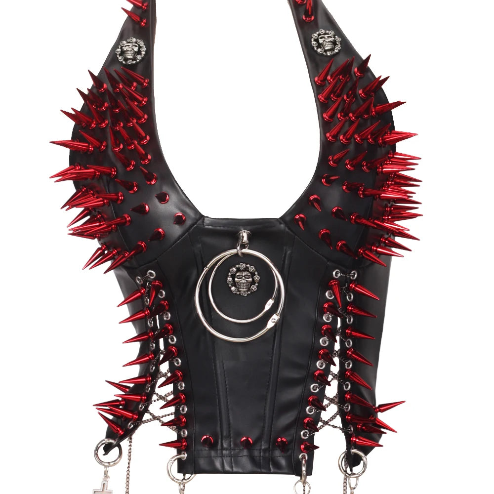 Y2K Gothic Spiked Tank Top - Punk Rock Emo Grunge Festival Style for Women