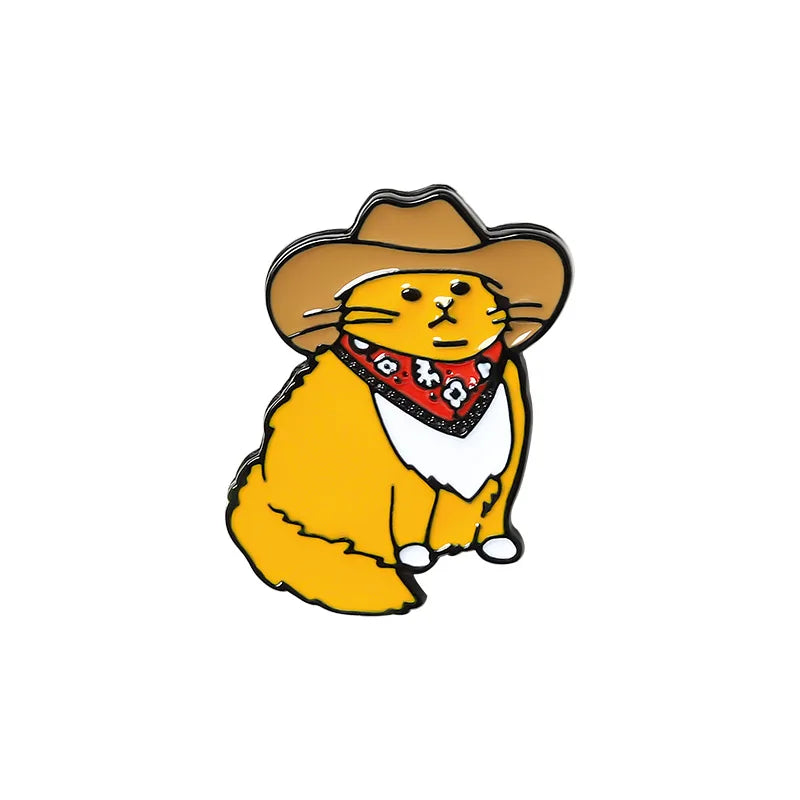 Cartoon Fat Cat with Hat Brooch – Enamel Pin for Backpack, Hat, Shirt & Lapel, Perfect Gift for Friends