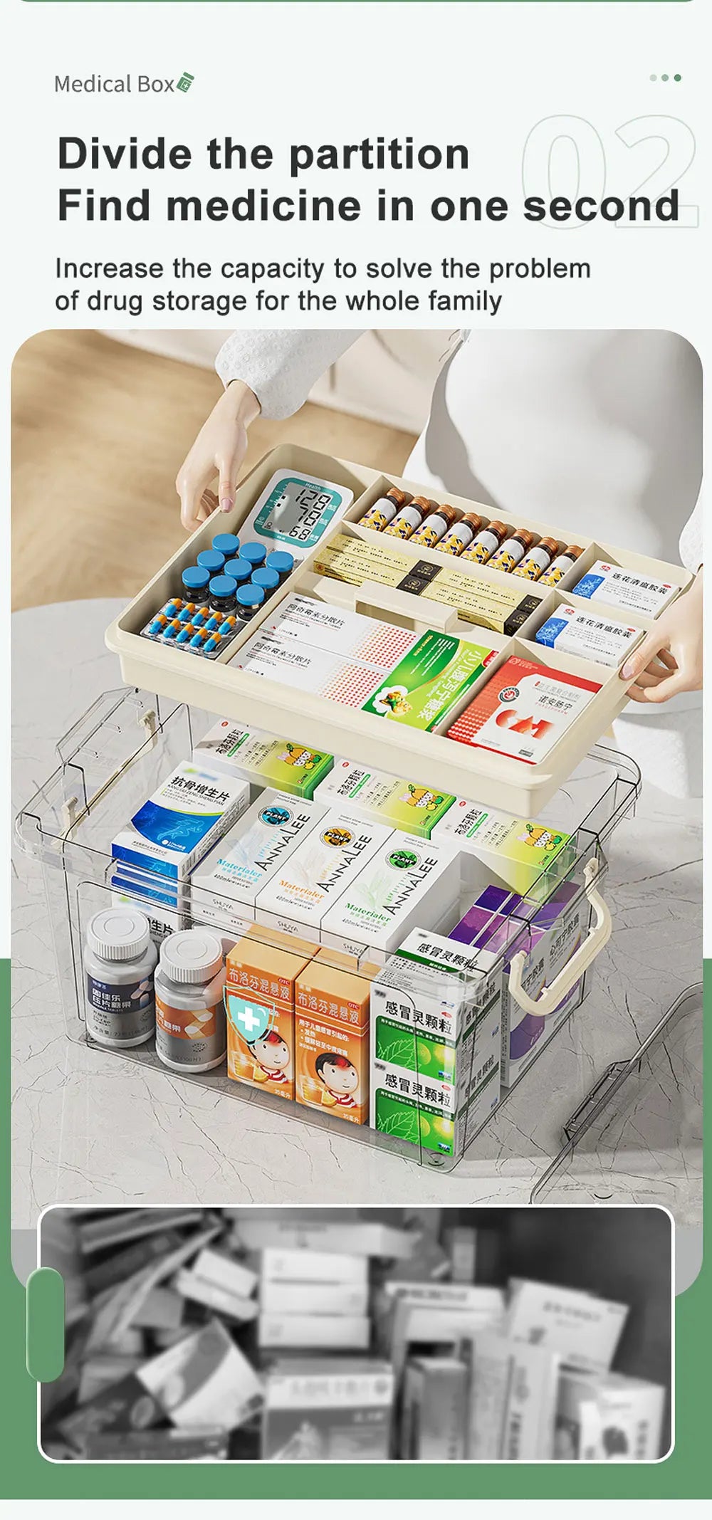 Large Capacity Portable Medicine Box – Multi-Layer Transparent First Aid & Medicine Storage Organizer