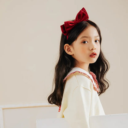 Women's Soft Velvet Bowknot Hairbands – Elegant Red & Black Party Headbands, Korean Vintage Headwear, Photo Prop Accessories