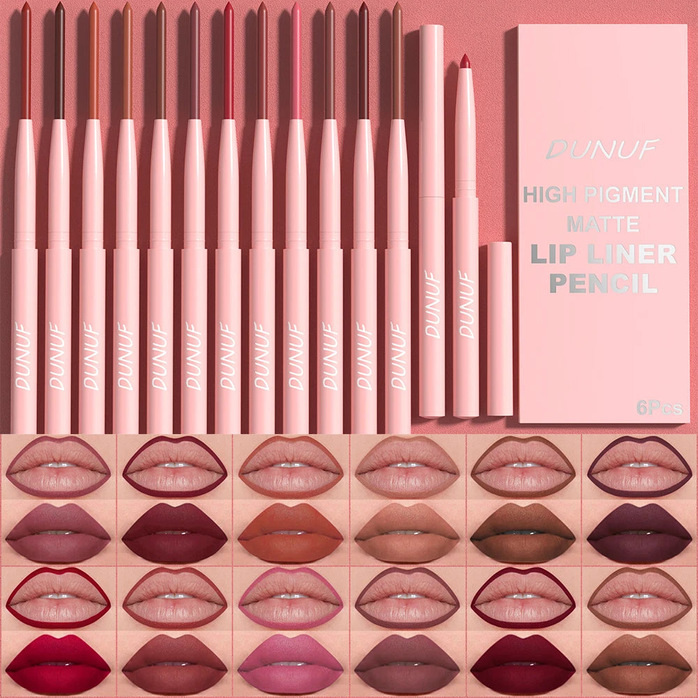 6pcs Waterproof Lip Liner Pen Set – Long-Lasting, Non-Fading, Easy Coloring Lip Gloss Makeup Set