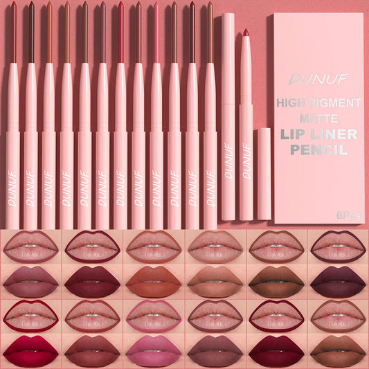 6pcs Waterproof Lip Liner Set - Long-Lasting Non-Fading Makeup Pencil Collection