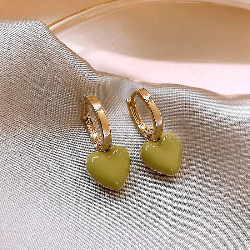 French Retro Drop Earrings – Glazed Semi-Circular Zircon Inlaid Luxury Earrings for Women, Perfect Party Jewelry