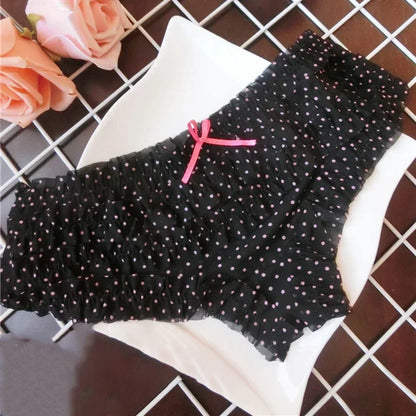 Sweet Women’s Lace Panties — Polka Dot & Flower Mesh Low Waist Briefs, Breathable Cozy Underwear