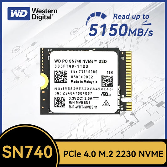 Western Digital WD SN740 2TB/1TB SSD – M.2 2230 Gen4 PCIe 4.0 NVMe Drive for Steam Deck & Microsoft Surface Pro X