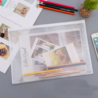 Mesh Zipper Document Bag Set - 3/5PCS A3 A4 A5 A6 Stationery Storage Pouches for School & Office Supplies