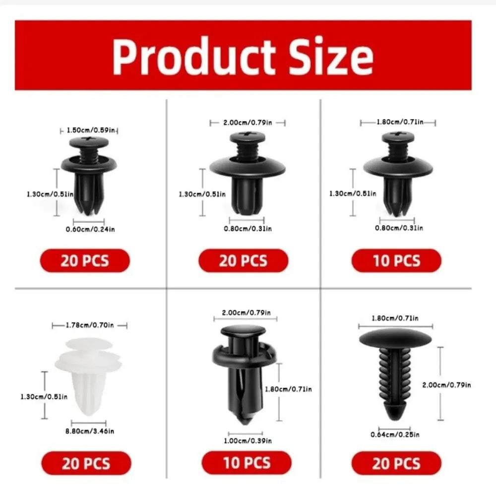 100pcs Auto Fastener Clip Kit | Fender Rivet Clips | Car Body Push Retainer Pin | Bumper Door Trim Panel Retainer Car Clips