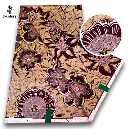 100% Cotton African Wax Print Fabric - Soft Golden Ankara Pagne for Nigerian Fashion & Traditional Wear