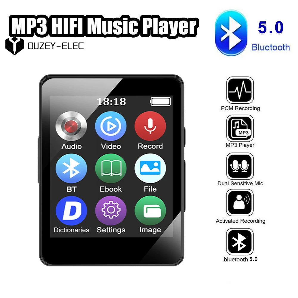 Portable MP3/MP4 Bluetooth 5.0 Music Player – High-Fidelity Lossless Sound Walkman with Russian Language Support
