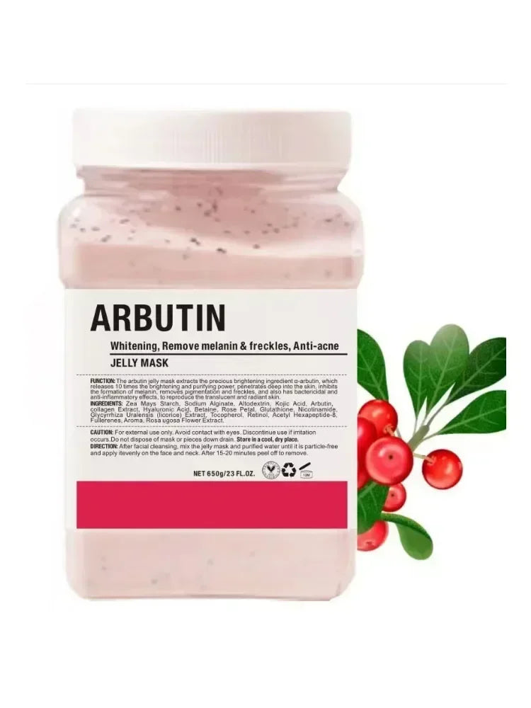 650g Arbutin Rose Jelly Mask Powder – DIY Hydrojelly Peel-Off Mask with Vitamin C, Hyaluronic Acid & 24K Gold for Skin Care