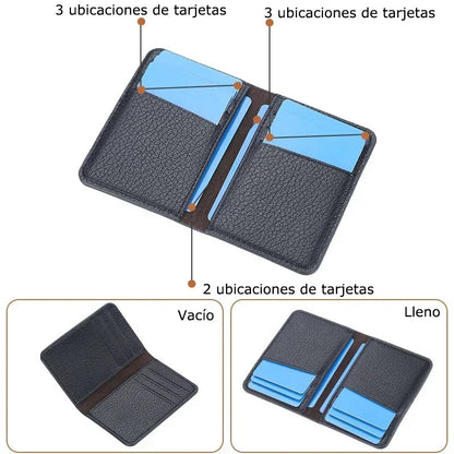 Slim Folding Wallet - Soft Leather Mini Card Holder for Men & Women