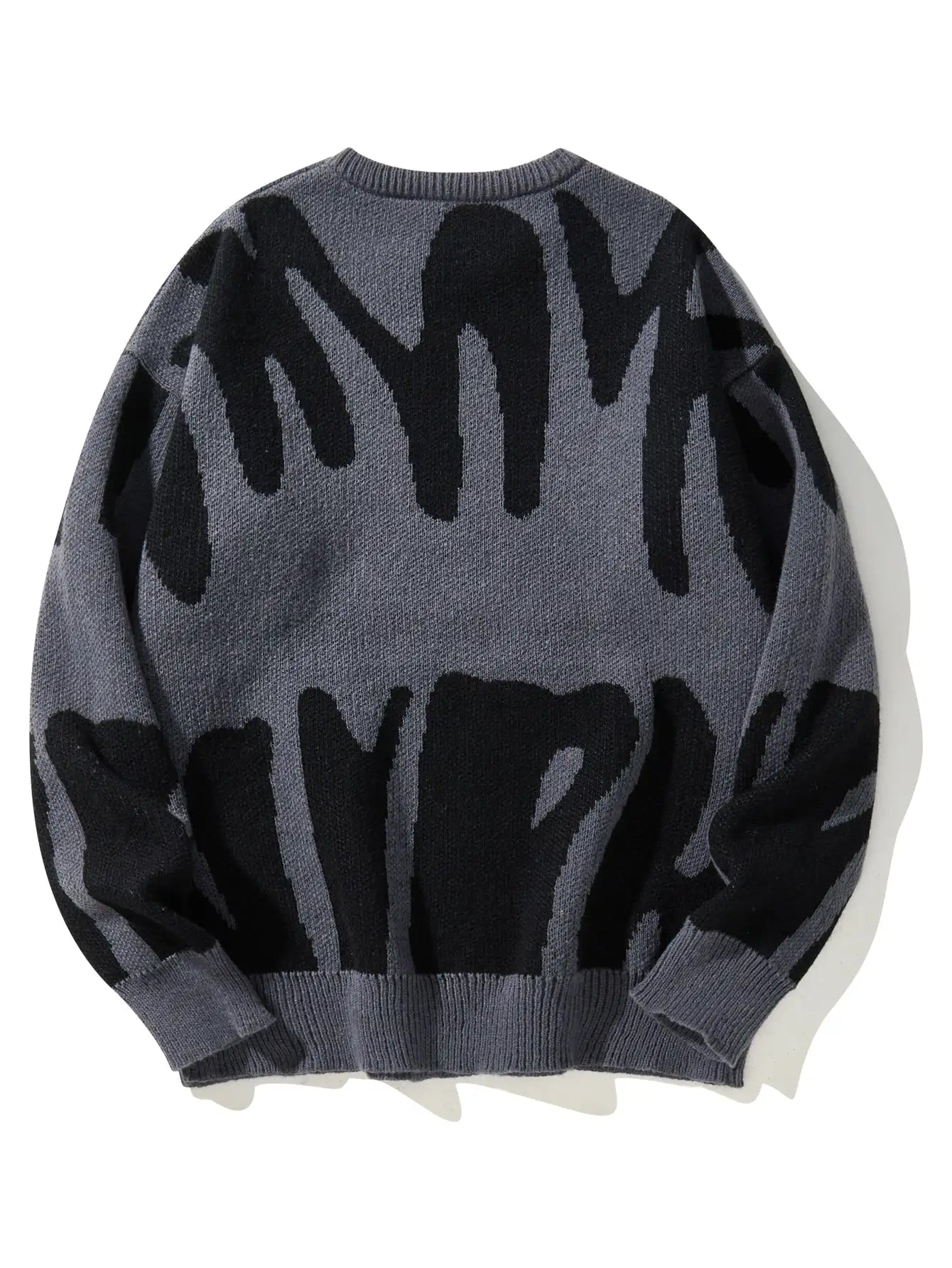 Men's Autumn Winter Jacquard Sweater - Irregular Pattern Contrast Color Round Neck Knitted Casual Pullover