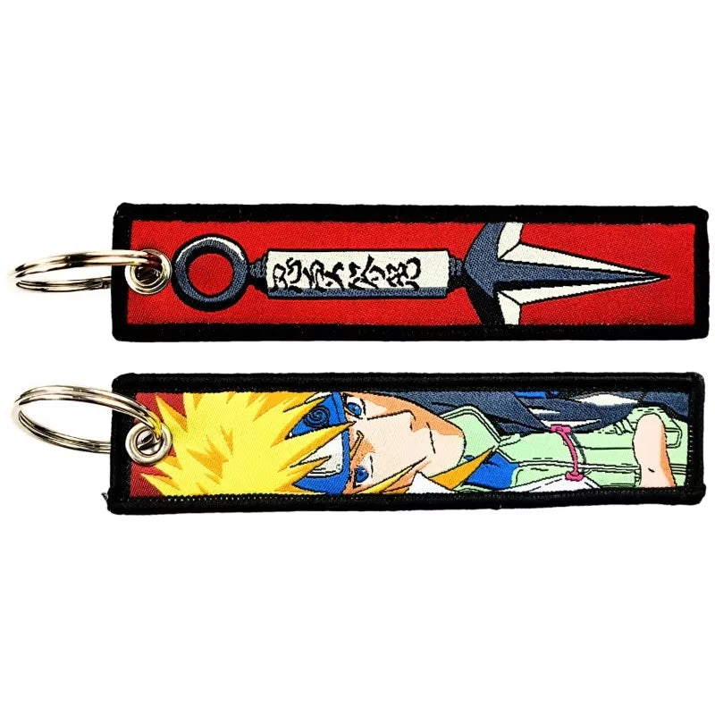 Naruto Itachi Keychain — Anime Embroidery Key Fob for Men, Cartoon Motorcycle & Car Keys, Backpack Pendant Gift