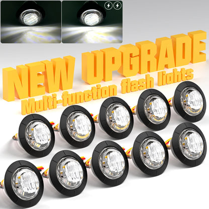 10PCS Strobe LED Side Marker Lights – 12-24V Clearance Indicator for Cars, Trucks, Trailers & RVs
