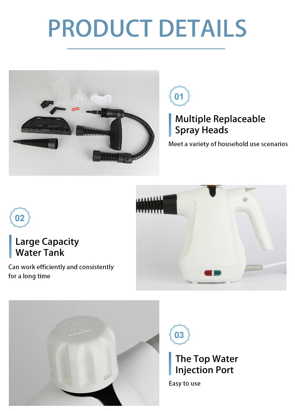 12 in 1 Handheld Steam Cleaner – High Temperature Pressurized for Furniture, Upholstery, Tile & Home Cleaning