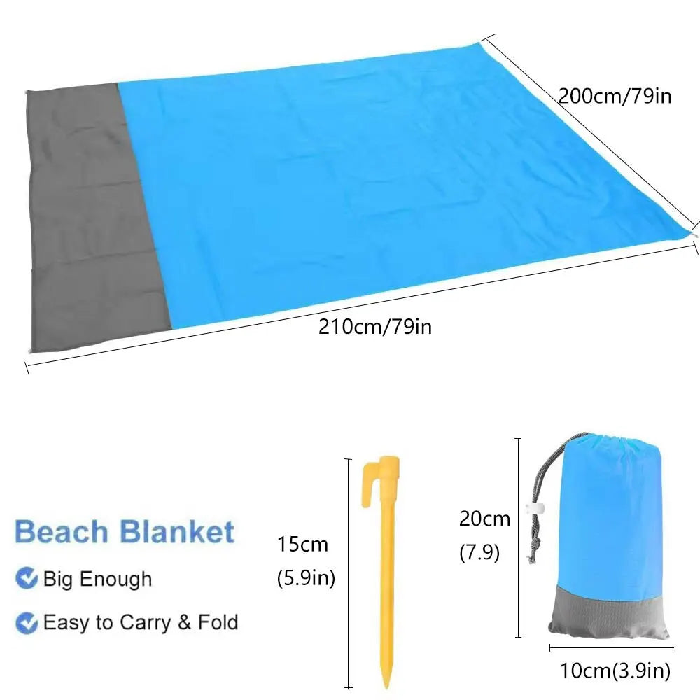 Beach Blanket Sandproof & Waterproof - 200x210cm Lightweight Picnic Mat for Travel, Hiking & Sports