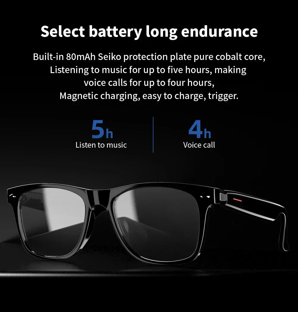 Hiwego Smart Glasses – Blue Light Filtering Polarized Lenses with Audio, Built-in Mic, Speakers, Touch & Voice Assistant for Music