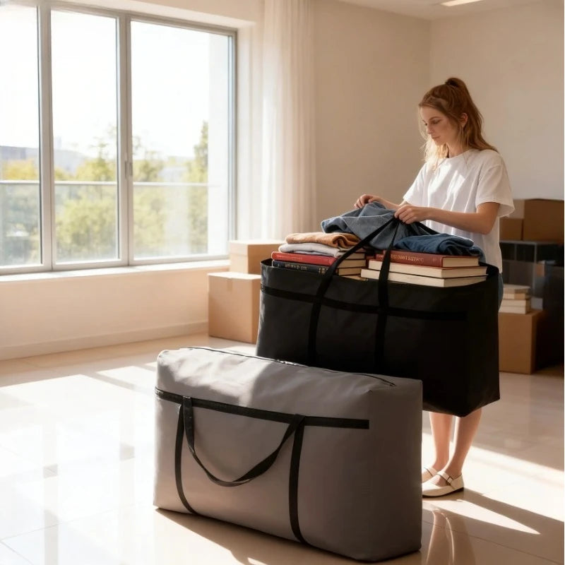 2-Pack Heavy Duty Moving Bags - Extra Large Zipper Storage Totes with Handles for Clothes, Dorms & Moving