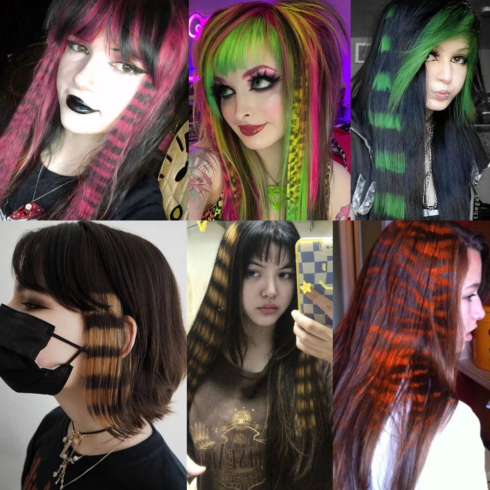 Colorful Feather Hair Extension - Clip-In Synthetic Hairpiece for Women Cosplay Y2K Style