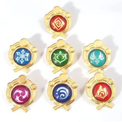 Genshin Impact Metal Brooch Pins - Primogem Xiao Vision Element Badge Cosplay Collectible Jewelry