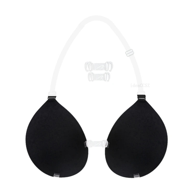 Adhesive Silicone Push-Up Bra - Invisible Backless Lingerie with Transparent Straps for Women