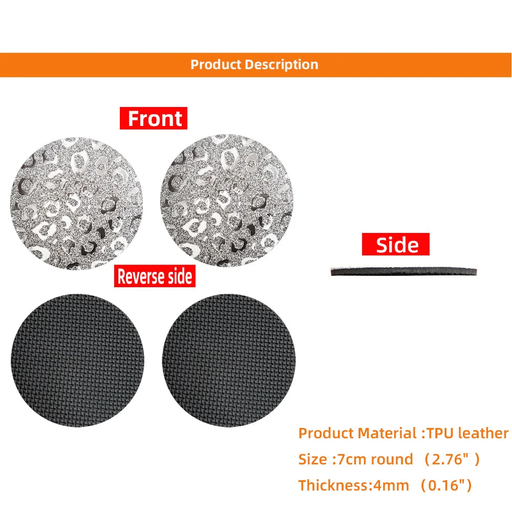 Waterproof Car Cup Holder Set - Glitter Leopard Print TPU Anti-Slip Interior Accessories