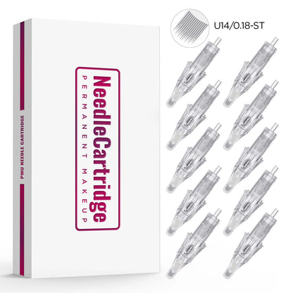 10PCS U14/0.18-ST Universal Tattoo Cartridge Needles with Built-in Sponge – Half-Wall Needles for Eyebrow & Lip Tattoo Machines