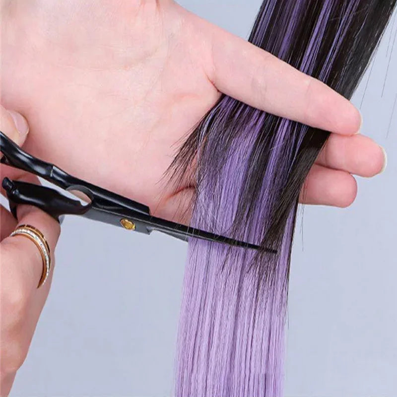22-Inch Rainbow Highlight Synthetic Hair Extensions – Long Straight Colorful Hairpiece for Women & Kids