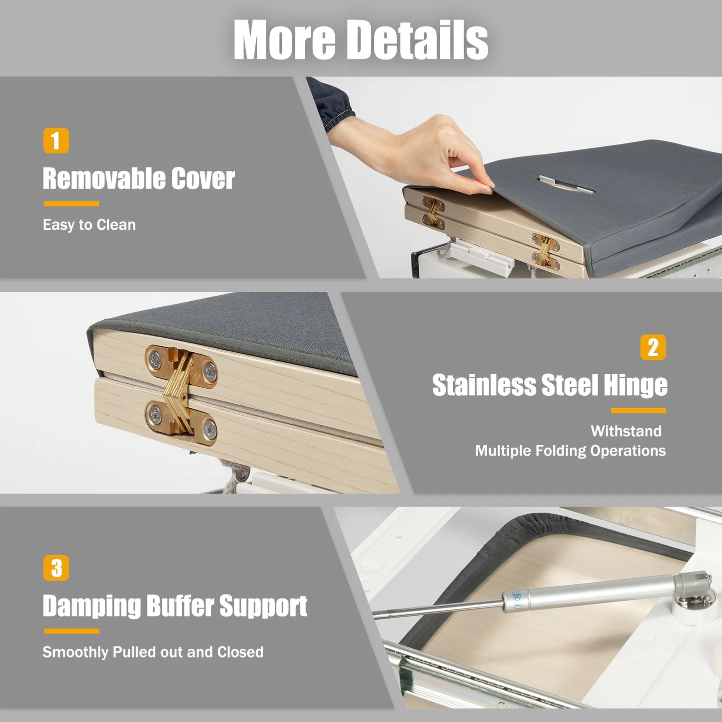 Foldable Cabinet-Mount Ironing Board | Sturdy Metal Frame 80x29.5cm Gray
