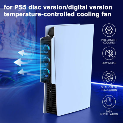 PS5 Disc & Digital Console Cooling Fan – USB 3.0 Hub with 2-Speed Adjustable Cooling System Gaming Accessory