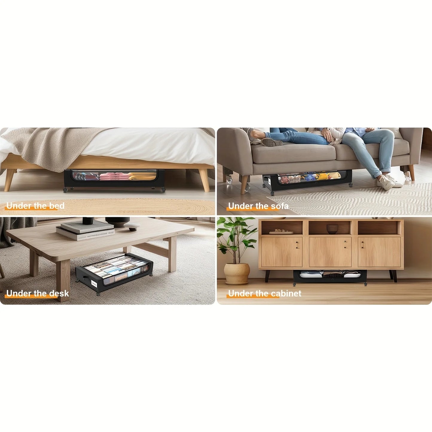 Underbed Storage Lockers with Wheels & Lids – Space-Saving Pull-Out Containers for Shoes & Clothes, Ideal for Dorm Bedrooms