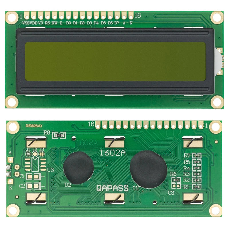 LCD1602 I2C Display Module - Blue Green 16x2 LCD Screen with PCF8574 IIC Adapter for Arduino 5V DIY Projects