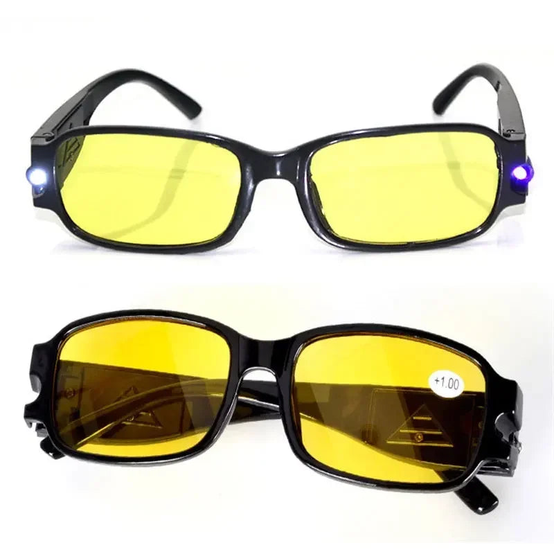 Unisex LED Reading Glasses – Light-Up Night Presbyopic Eyeglasses for Men & Women, Multi-Strength Magnifier Spectacles