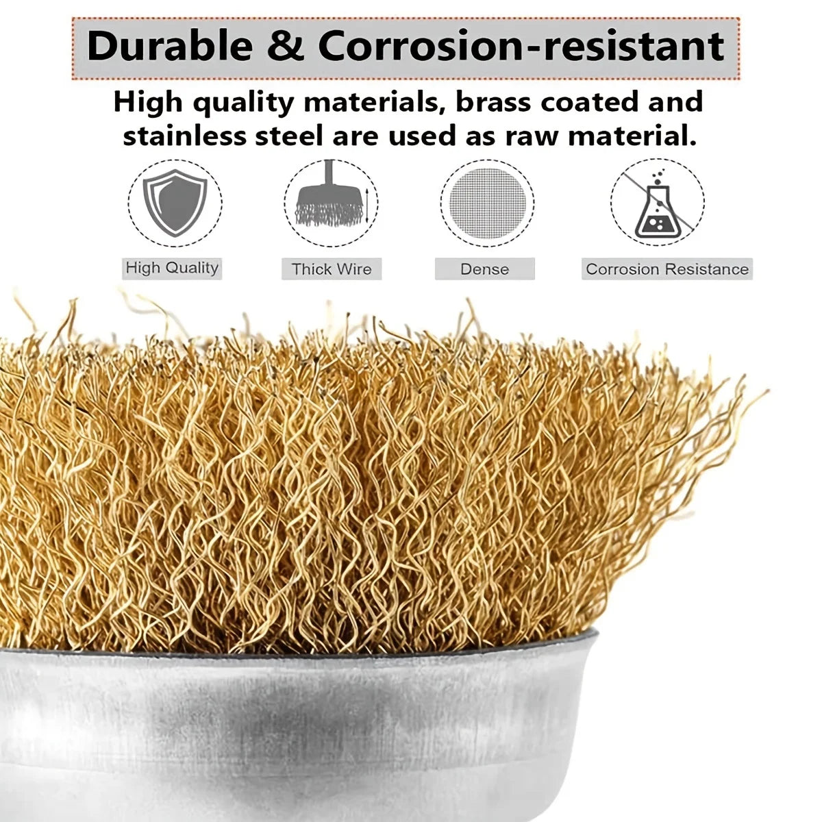 10 Pack Wire Brush Wheel Cup Brush Set: Coarse Crimped 1/4 Inch Shank Wire Wheel - Drill Attachment