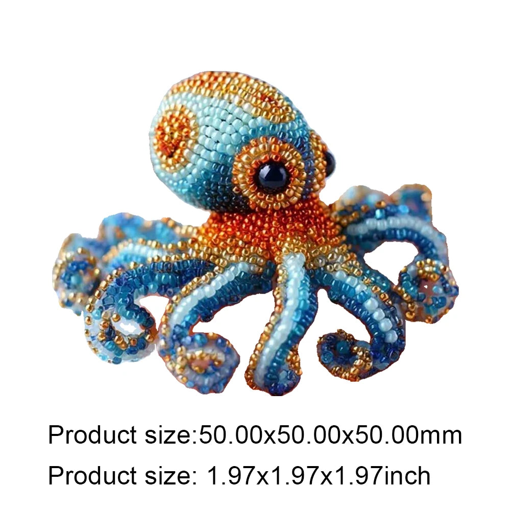 Creative Beaded Embroidery Kit - Cute Ocean Animal DIY Beadwork Set for Beginners, Relaxing Craft & Decorative Projects